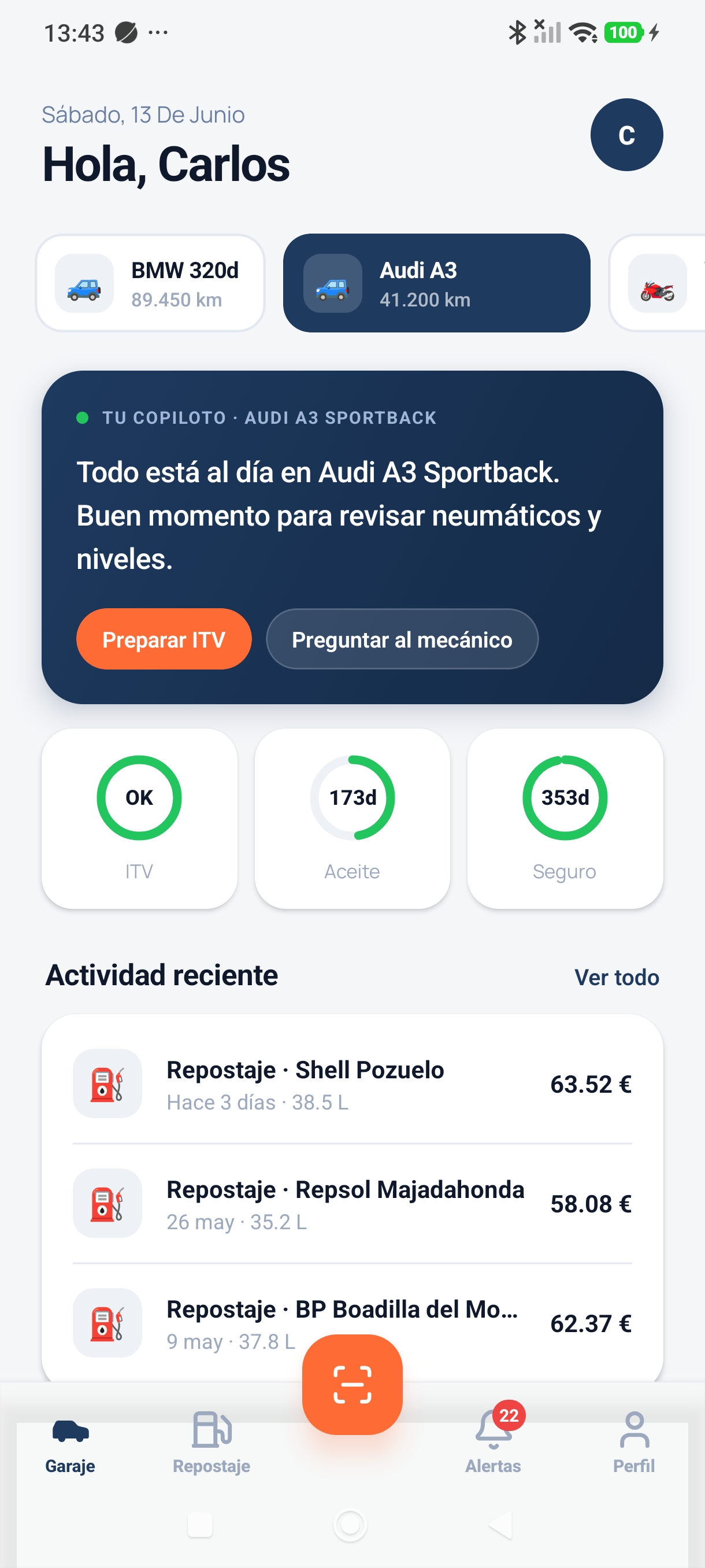 Copilot · vehicle status at a glance
